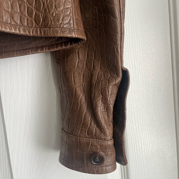 Ralph Lauren Vintage Chestnut Brown Made in Italy Croc-embossed lamb leather - Picture 6 of 9